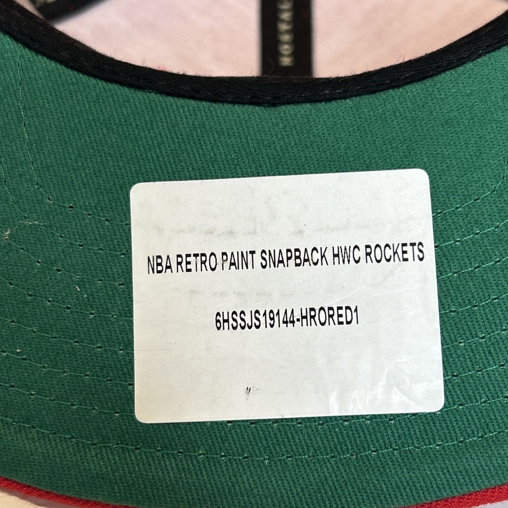 Mitchell & Ness Houston Rockets Snapback Mens Red Retro Paint HWC Hat Cap Sports - Picture 6 of 8